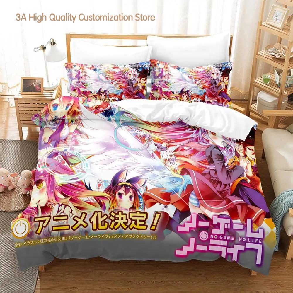 Comforter No Game No Life Bedding Set Cartoon Anime Three-Piece Set Adult Boys Bedroom S 3D Kawaii Girl
