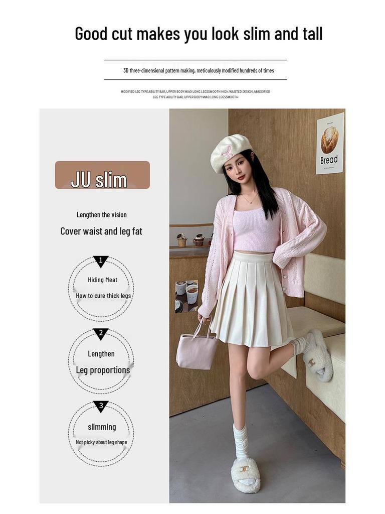 High Waist Slimming Wool Blend Pleated A-Line Skirt - Petite to Plus Size, Autumn/Winter, College JK Style, Extended Midi Length.