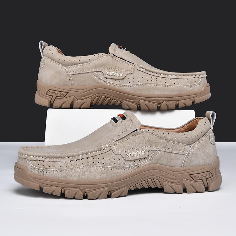 

Мужская обувь ручной работы из кожи, повседневная, с широким носком, для пеших прогулок, уличная, слипоны, белая, хаки, обувь для вождения, больших размеров 48 бежевый