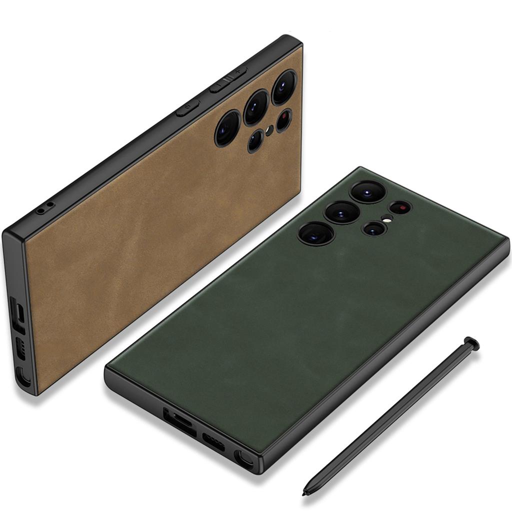 Suitable for Samsung S24Ultra Mobile Phone Case S24plus Plain Leather Matte Anti Fall Simple Protective Case for Men and Women