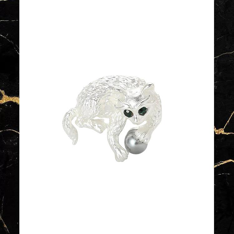 

Милая маленькая брошь-кошка, изысканный значок-брошь в стиле легкой роскоши, универсальная фиксирующая булавка серебряный