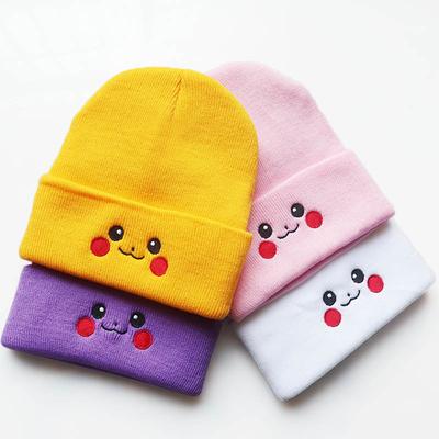 Winter Anime Cartoon süßes lächelndes Gesicht Strickmütze Outdoor Pullover warme neutrale Freizeitmütze