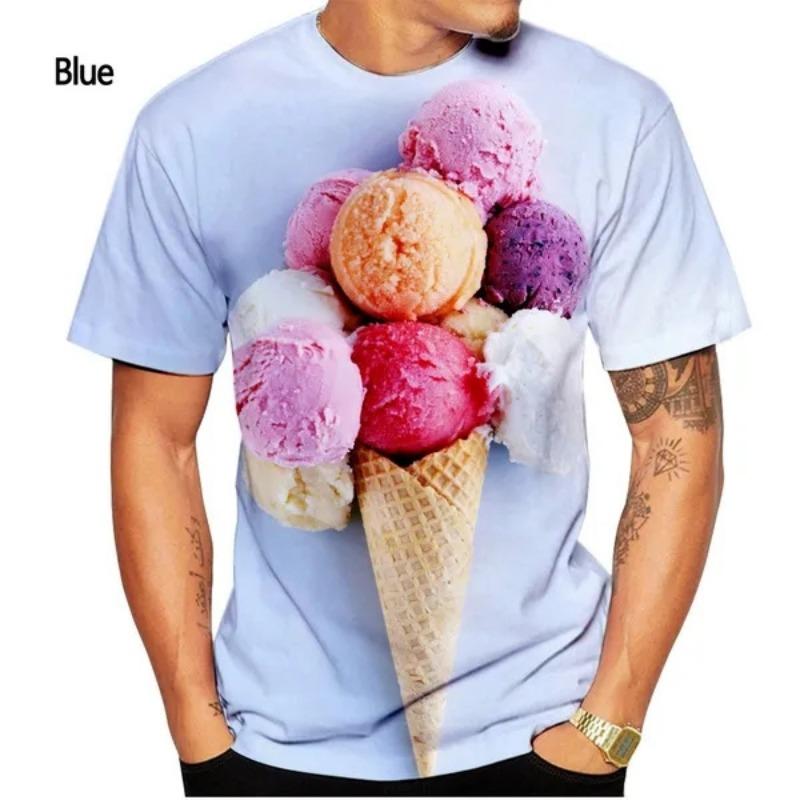 Summer Fashion Men Women 3D Printed Cool T Shirt Casual Short-sleeved Tee Shirts Creative Ice Cream T-shirt Ytk Harajuku Tops