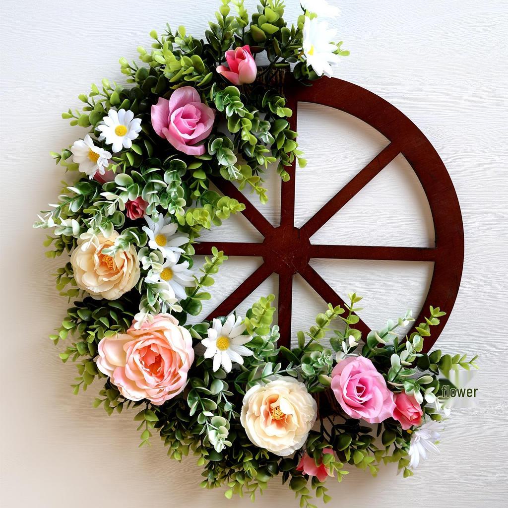 Spring Wheel Outdoor Wreath - Pastoral Scene Decorative Prop