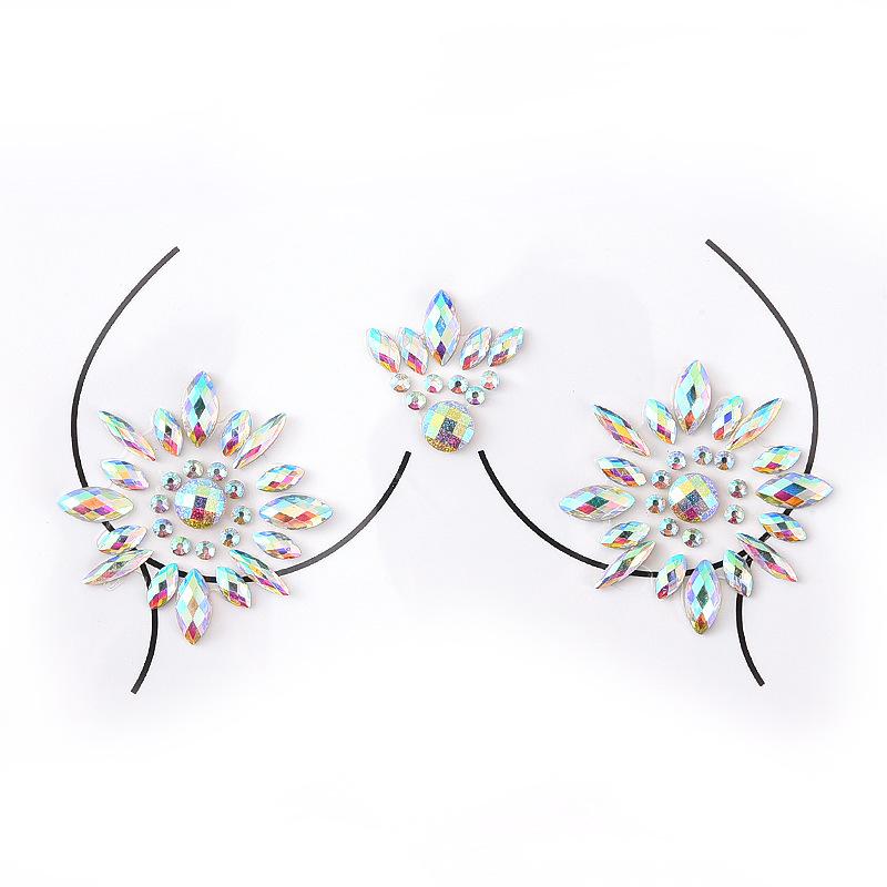 Grenzüberschreitende Karnevals-Gesichts- und Körper-Edelsteinaufkleber: Bindi-, Diamanten- und Edelsteindesigns für Performance-Make-up und Brustdekoration.