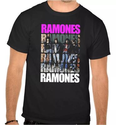 Unisex T-Shirts 100% Baumwolle Herren Damen Oberteile RAMONES ROCKMUSIK SCHWARZES T-SHIRT -1019-