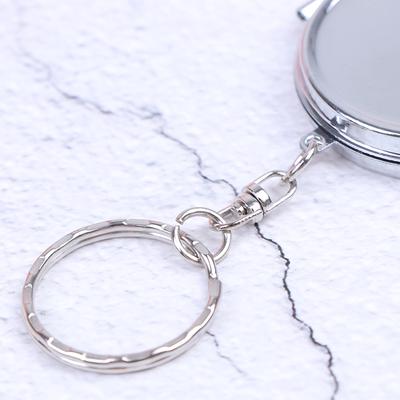 Metal Folding Mirror Key Ring Keychain Portable Compact Cosmetic