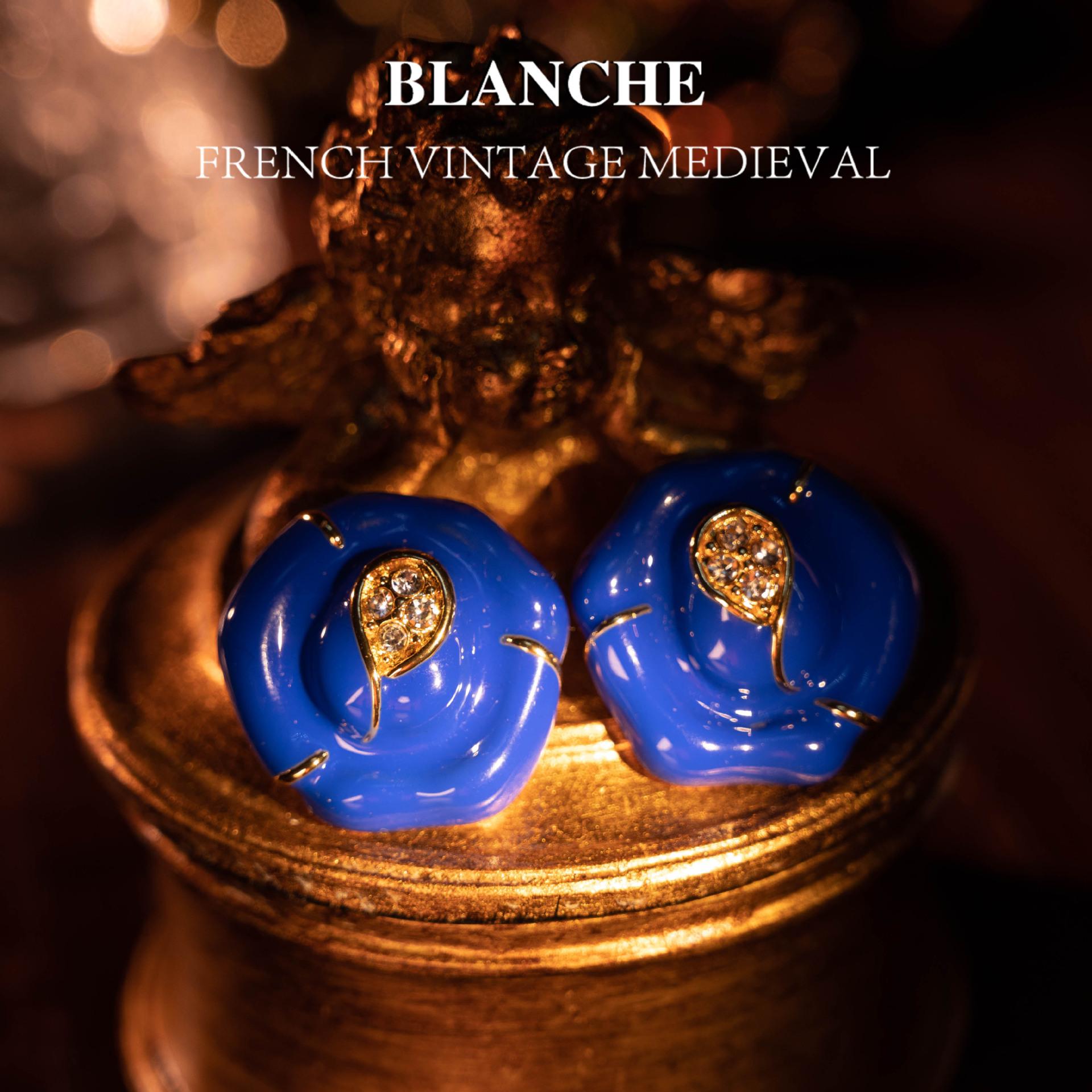 

Цветущая латунь с покрытием из настоящего золота, ручная работа, эмалевая брошь, серьги-пусеты, женская