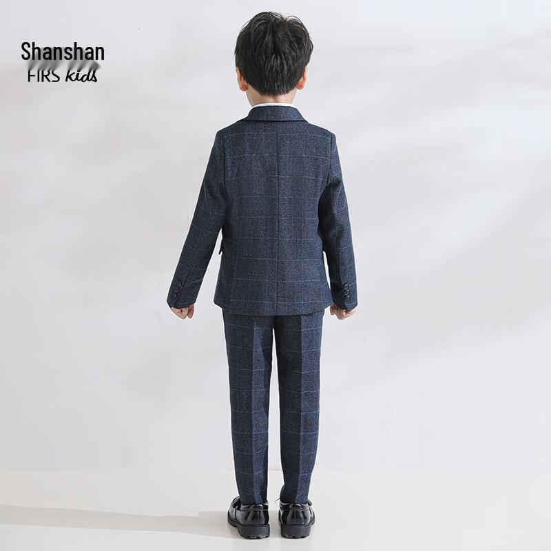 Shanshan Jungen Blau kariertes formelles Anzugset