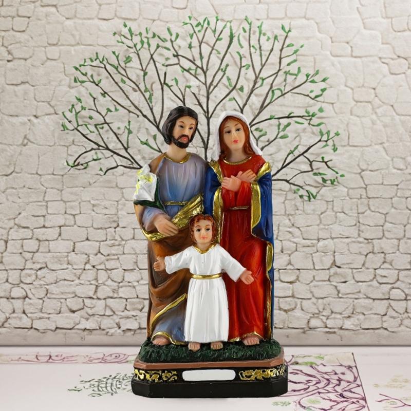 Sacred Mother Marys With Child Statue Resin Catholic Figurine Light Design For Christian Faithful Collectors Family