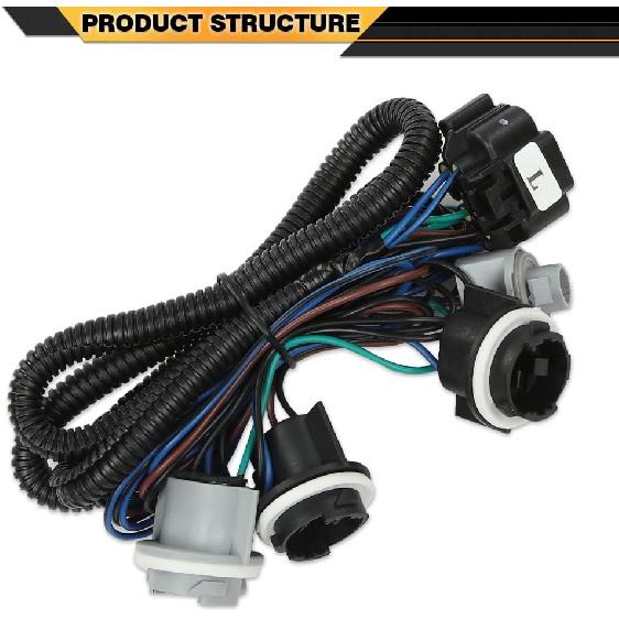 Tail Light Assembly Rear Lights Harness Pair LH & RH Compatible with Chevy Silverado 1500 2500 HD 3500 Hybrid