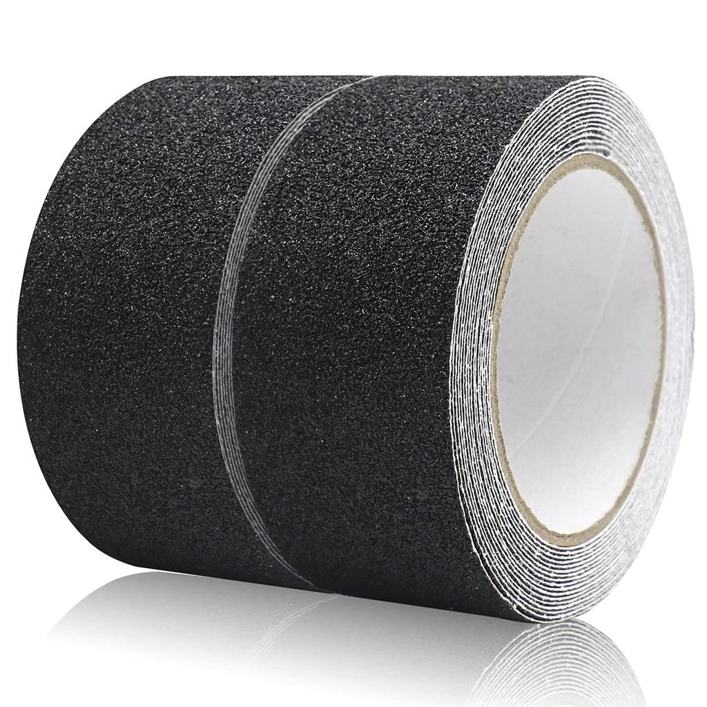 BOMEI PACK Anti-Slip Tape, Black, PVC, Mineral Particle Type, 50mm x 5m, Waterproof for Stairs, Indoor and Outdoor Use