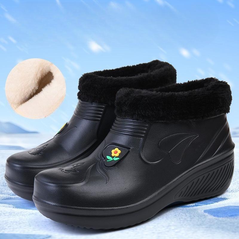 Cizme de zăpadă impermeabile unisex cu căptușeală din lână: Bumbac Cald, Pregătit pentru Muncă în Bucătărie, Spălat Rufe & Spălat Mașina