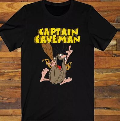 Captain Caveman Cartoon Black T-shirt Unisex Tee All Sizes S To 5Xl