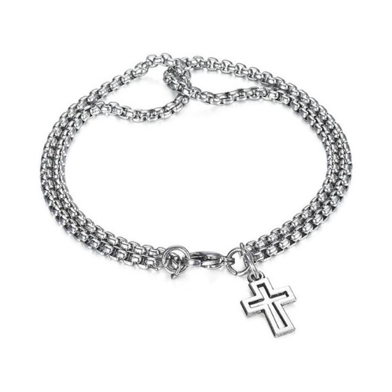 

Minimalists Steel Crosses Bracelet For Men Tarnish Resistant Jewelry Comfort Fit Accessory 1