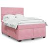 VidaXL Slatted Bed Base with Mattress Pink 140x200 Cm Velvet 3290929