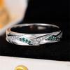 Small Stone Green Crystal White Zircon Rings For Women Trendy Silver Color Bridal Engagement Band Wedding Jewelry Versatile Gift
