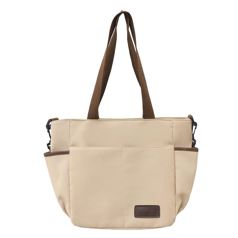 

Women s Shoulder Bag Large Capacity Shoulder Bag Tote Bag Multi-Pocket Student Class Commuter Thickened Soft Canvas темно-коричневого