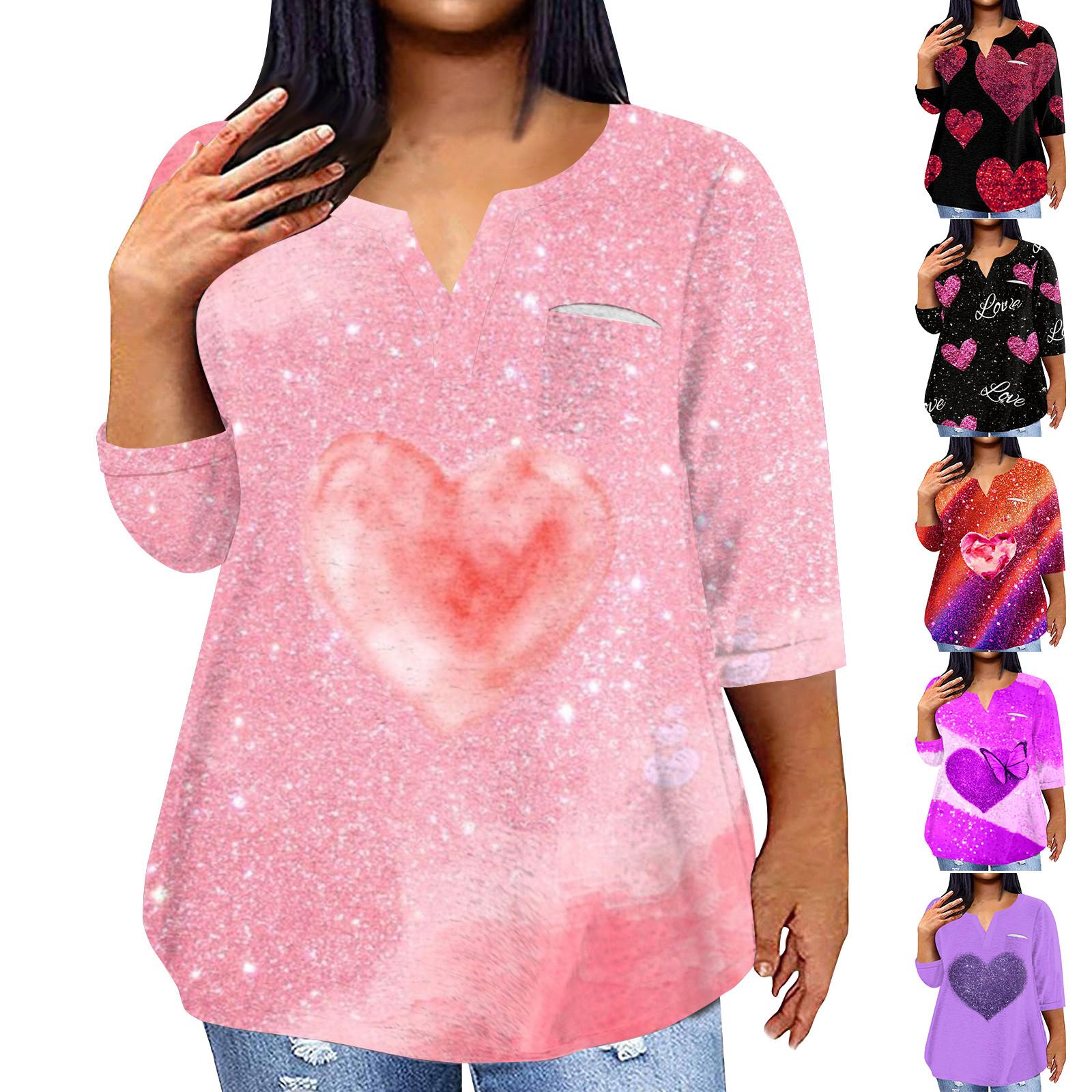 

Женский модный повседневный пуловер с рукавами три четверти и V-образным вырезом с принтом, топ с рукавами 4/3