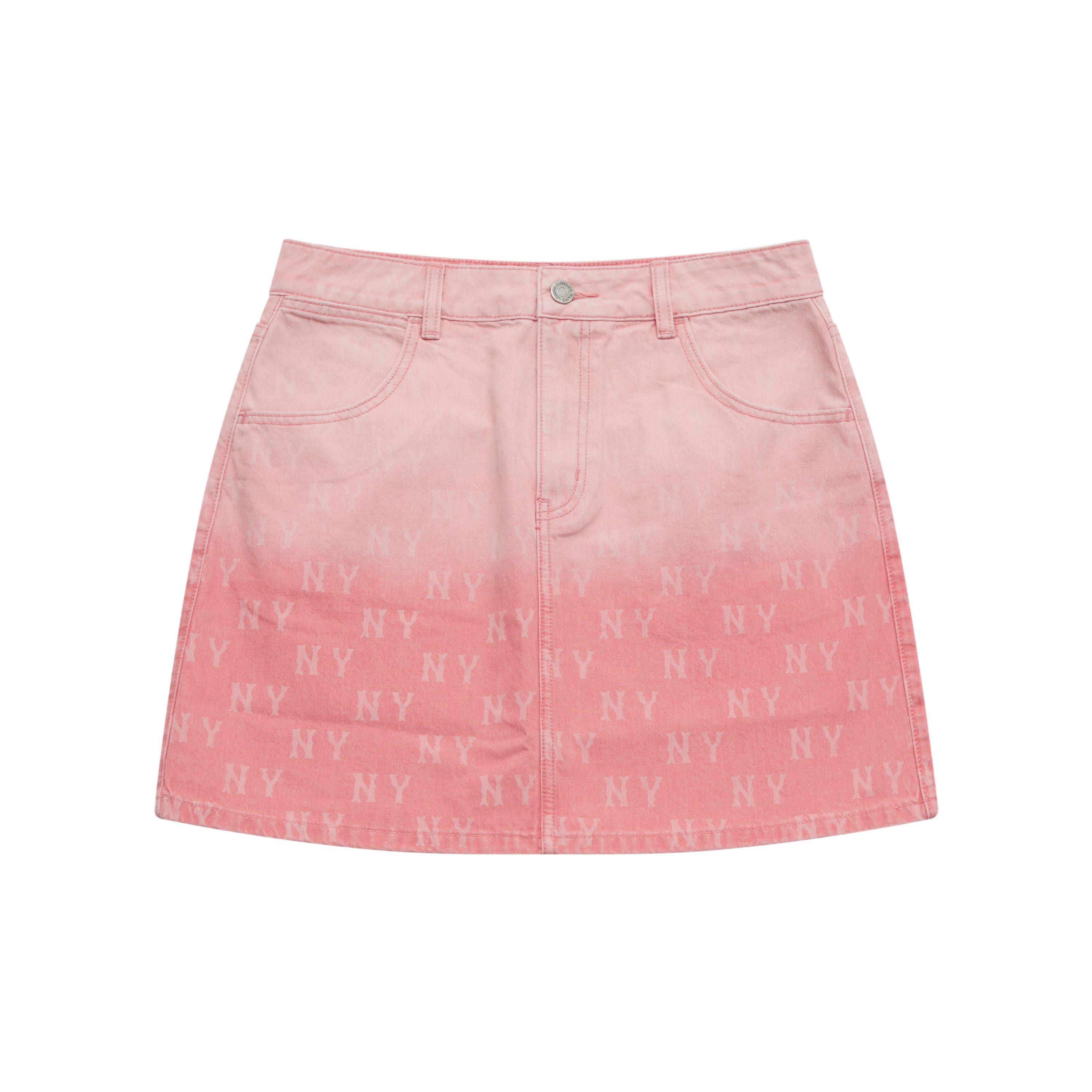

New MLB MONOGRAM Collection New York Yankees SS25 Denim Short Skirts Women s Pink 3FDSM0253-50PKS XS