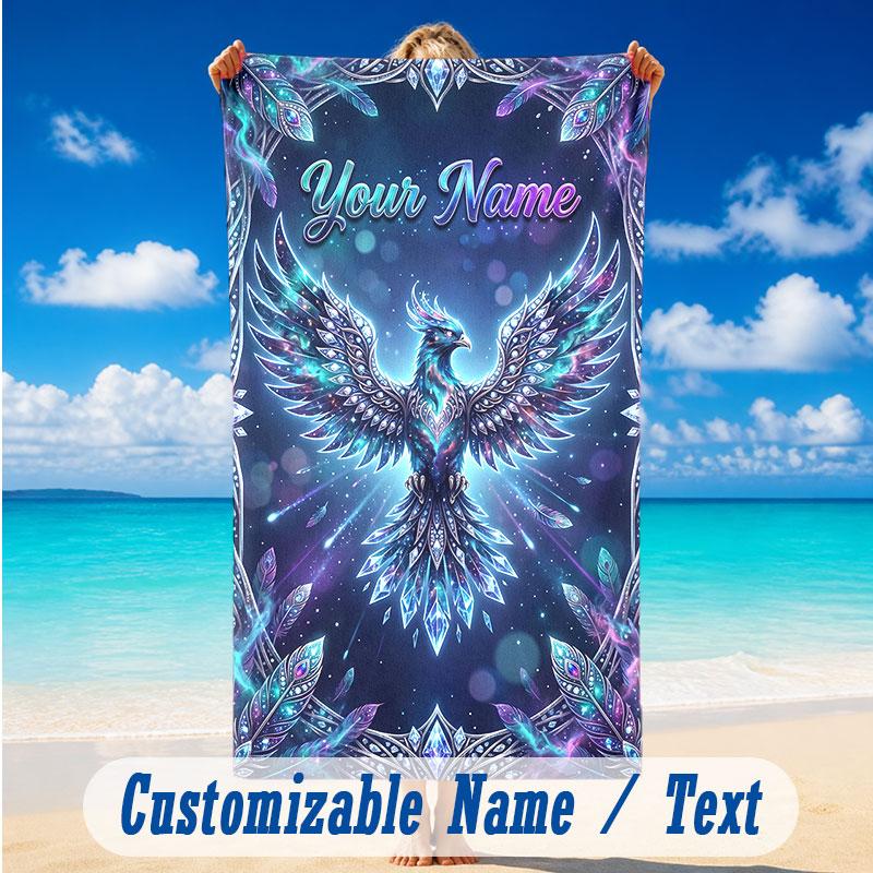 Dragon Phoenix Theme Beach Towel Personalized Custom Name & Text Soft Quick Dry Beach Towel for Swimming Travel