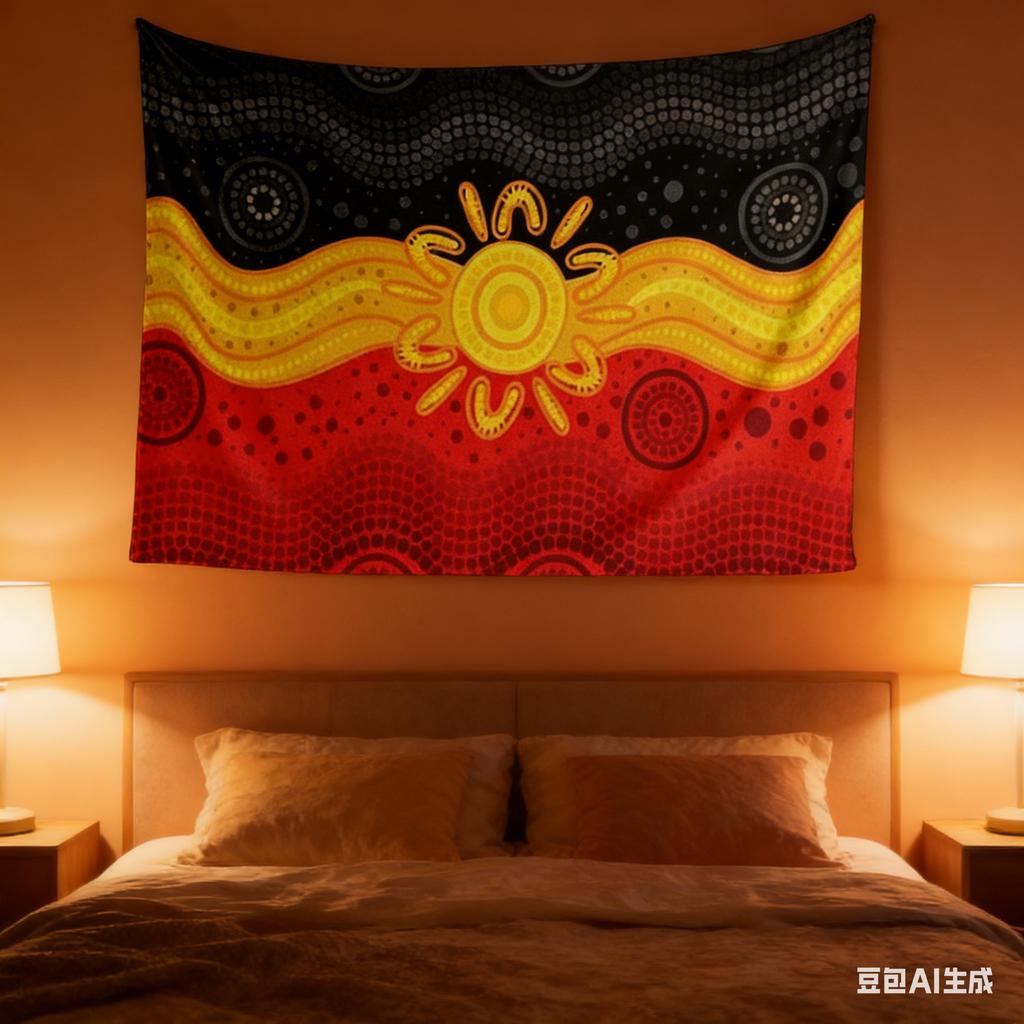 Aboriginal Art Sun Pattern Tapestry Multiple Sizes Printed Design Winter Home Bedroom Polyester Wall Hanging Reusable Decorative