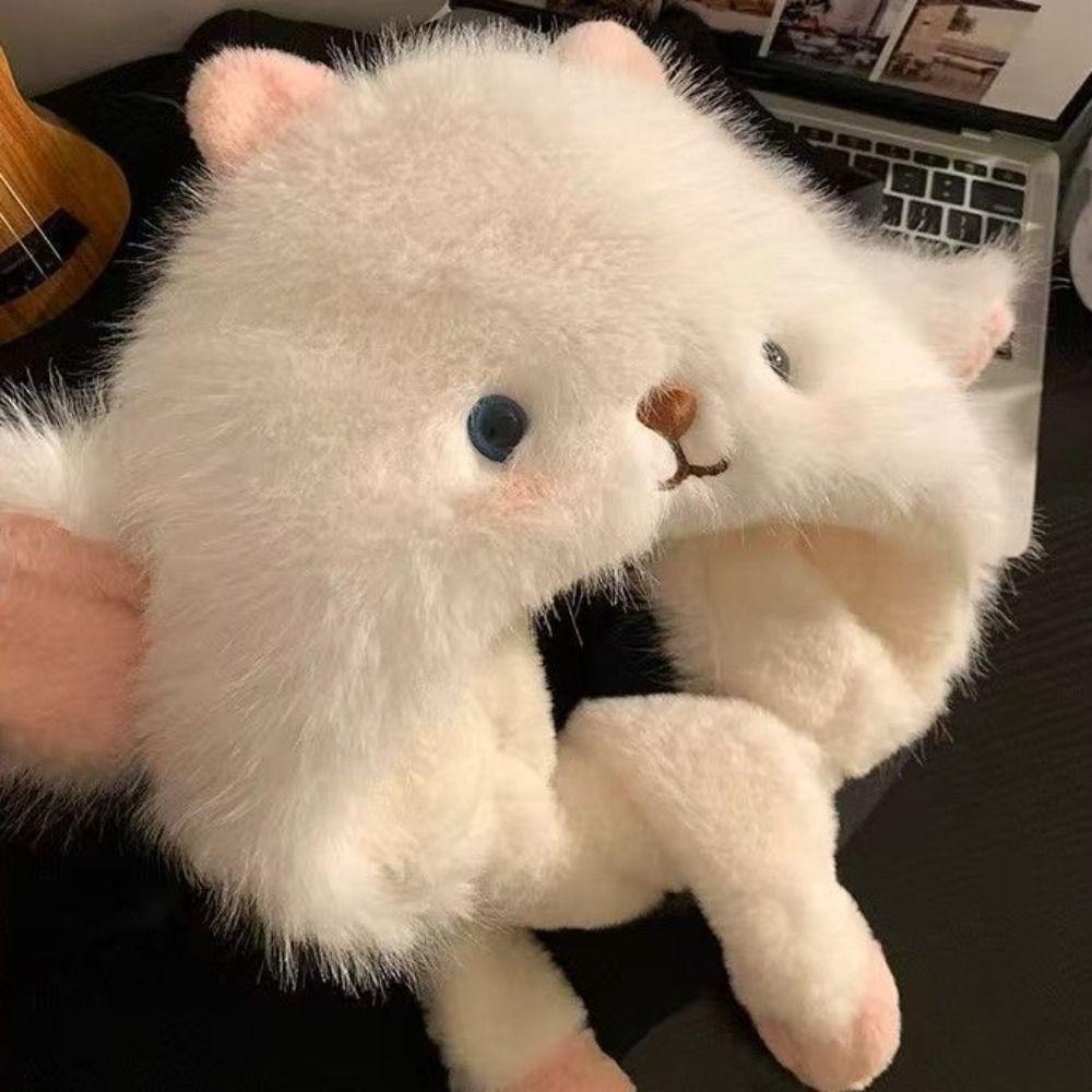 Windproof Lamb Ears Warmer Hat Anti-cold Fluffy Ear Protection Cap Cute Winter Plush Hat Daily