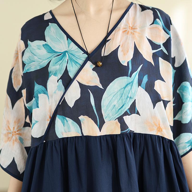 DIMANAF Summer New 2026 Women Plus Size Casual Long Dress Cotton Loose Oversize Maxi Beach Sundress Elegant Vintage Lady Print Floral