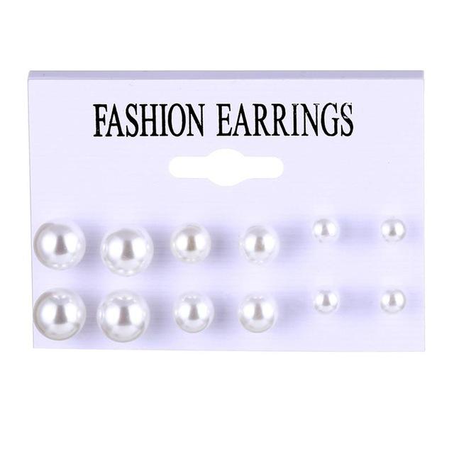 Gold-Pearl Punk Hoop Earrings Set for Women