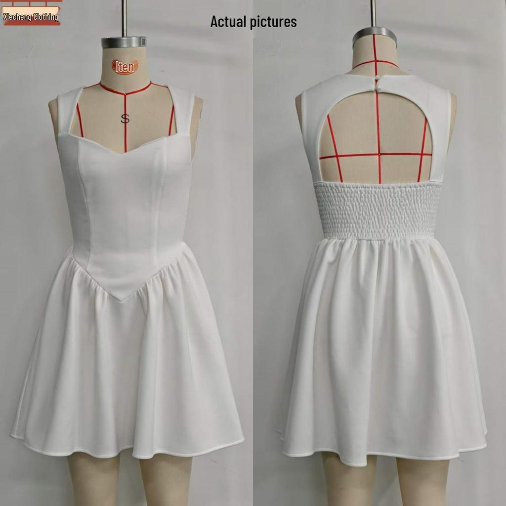 2026 European & American Slimming Sleeveless Square Neck Puffy Dress - Spicy Girl Style Fashion