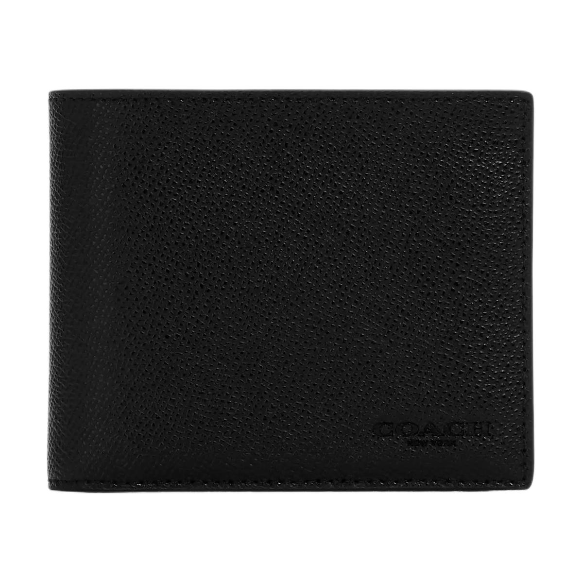 

Новый мини-кошелек COACH из кожи Crossgrain для мужчин, черный CR899-BLK 10.9*2.0*9.4CM