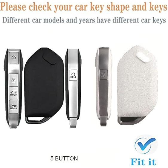 Car ABS Plastic Key Fob Cover Silicone Button Key Shell Fit for Kia Key Protective Cover Fit for 2023 2024 2025 Kia Telluride Sorento (Black)