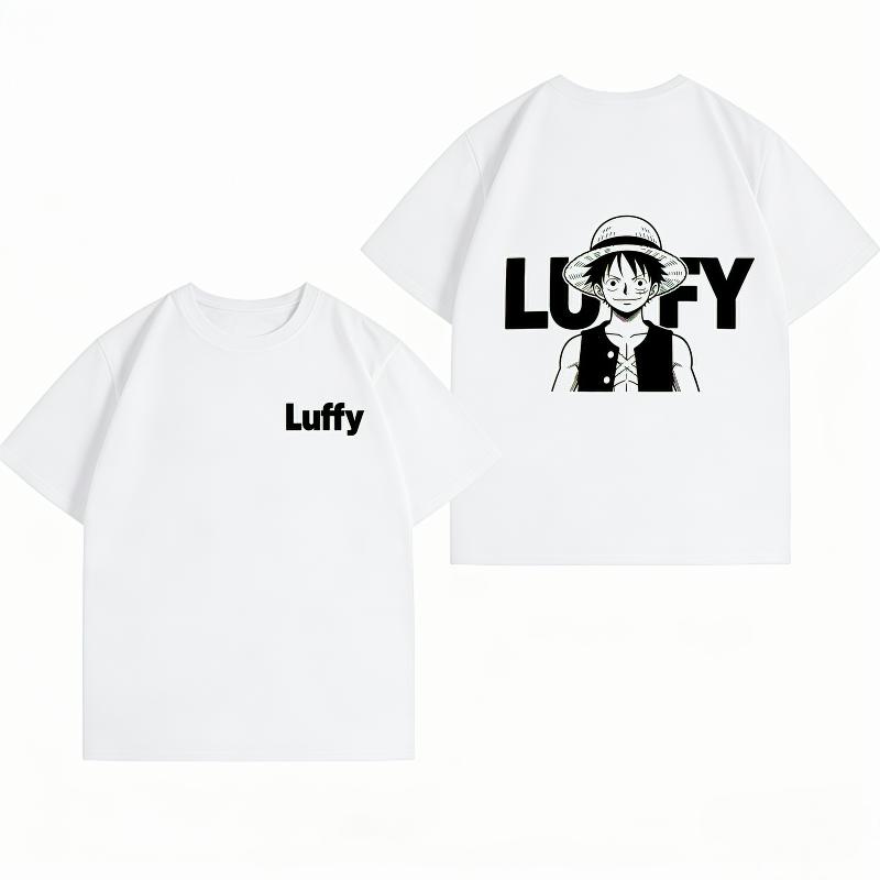 Unisexs Clothing New 100 Cotton Summer TShirt Bandai One Piece Unisexs TShirt Luffy Black White Print Casual Unisexs TShirt S