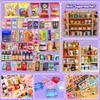 Kid Dollhouse Miniature Supermarket Food Drink Bottle Furniture Handcart Toy Doll House Store Cosplay Game Baby Play House Party