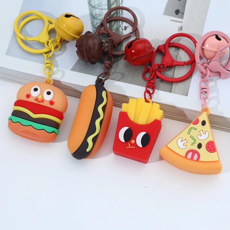 1/3/5PCS Cute Hamburger Fries Keychain Cartoon Food Charm Keyring Funny Car Decor Bag Pendant Gift for Kids Party Favors