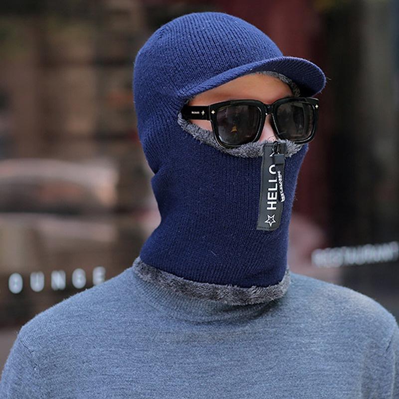 Buy Men Winter Knitted Hat with Zipper Fur Lined Warm Brim Winter Hats