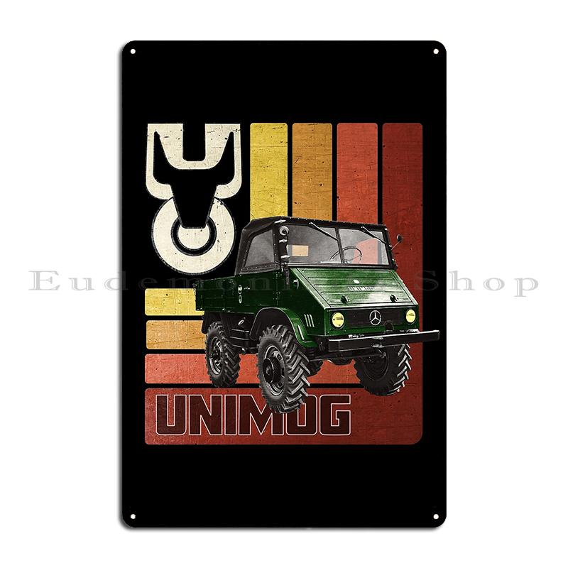 

Старий Unimog U1600 характеристики помаранчевий Unimog Ретро на чорному металева табличка настінний декор дизайнерський кінотеатр жерстяний знак плакат 40x30cm