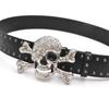 Punk Totenkopf Strass Nietenbesetzter Gürtel Für Männer Frauen Gothic Modeaccessoire mit Verstellbaren Schnallen