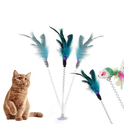 1pcs Simulation Mouse Feather Cat Toys Teaser Pet Accessories Interactive Toys for Cat Kitten Dogs Playing Have Fun Pet Supplies