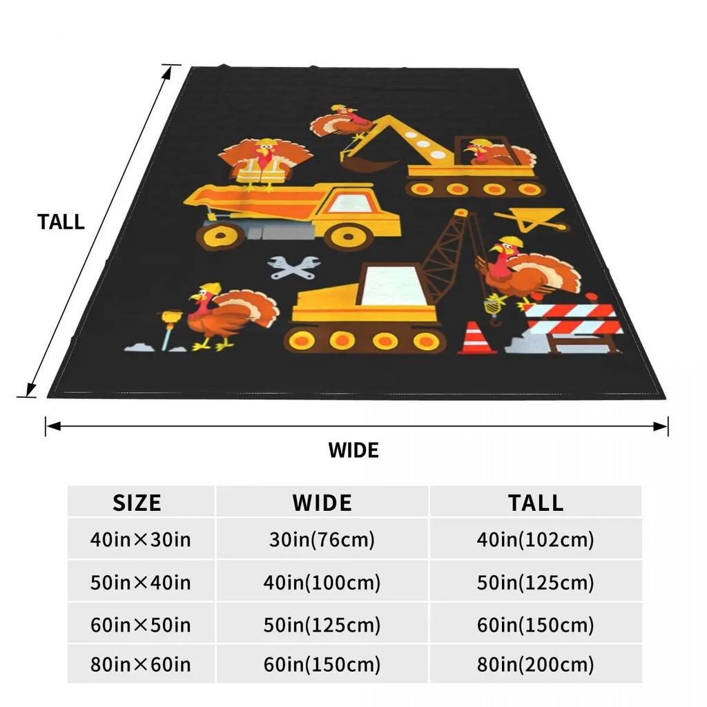 Construction Vehicle Flannel Blanket Quality Soft Durable Thanksgiving Truck Turkey Throw Blanket Spring Bedroom Cute Bedspread