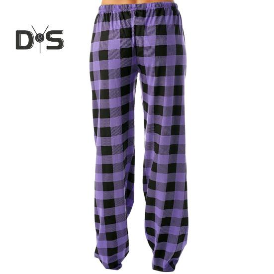 Women Pants High Elastic Waist Drawstring Wide Leg Loose Contrast Color Plaid Print Casual Soft Breathable Pockets Full Length Lady Long Trousers