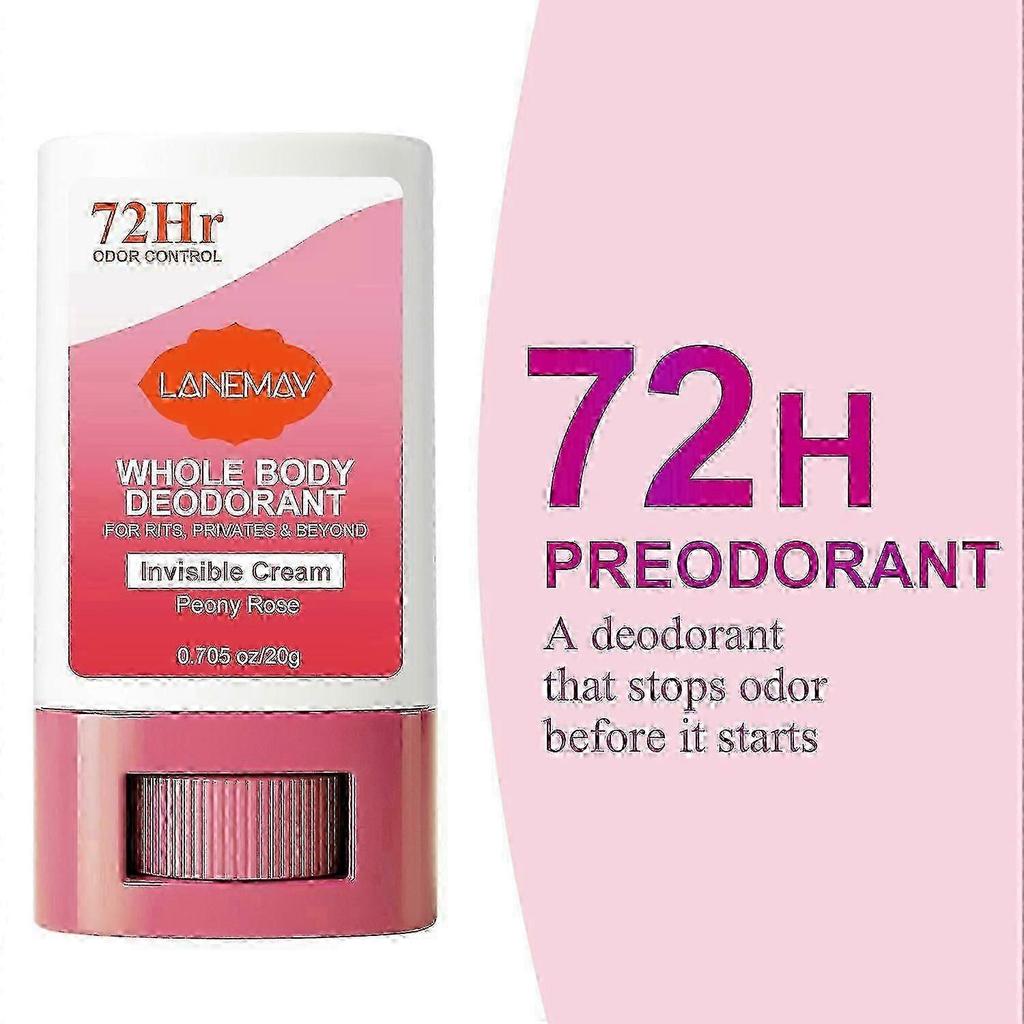 Natural Deodorant Stick, 1pcs Rose & Bergamot 72Hr Long Lasting Odor Control Wetness Relief