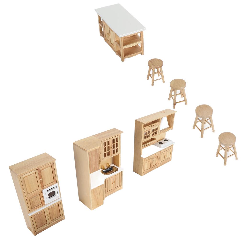 1:12 Skala Tre Dukkehus Skap Møbler Stimulering Realistisk Miniatyr Kjøkkenskap