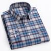 Men's Shirt Long Sleeve 100% Pure Cotton Oxford Dress Shirts Striped Regular Fit Casual Soft Male Blouse Clothing 11XL 10XL 9XL