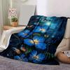 1pc Butterfly Flower Printing Lightweight Flannel Blanket, Comfortable and Warm Blanket, for Camping Sofa Bed and Couch Office, Gift