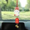 Cute Lucky Rabbit Car Pendant Amulet Blessing Rearview Mirror Hanging Alloy Key Bag Car Ornament Decor Couple Gift Xmas New Year