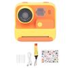 K27 Kids Instant Camera Front Rear Dual Lens Selfie Video Paper Instant Print Camera with Lanyard Yellow Without Memory