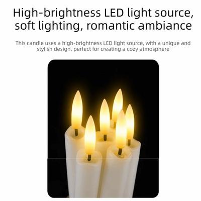 Remote Controlled LED Taper Candles Real Waxy Texture Timer Function 3D Flame Flickering Candles with Charging Station