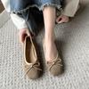 Fashion French Flat Velvet Single Shoes, Ballet Shoes, 2025 New Model, Shallow Bow, Gentle Insole, Height-increasing Single Shoes
