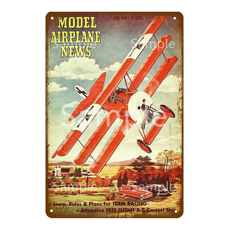 Retro Airplane Metal Signs Fighter Jet Plane Vintage Aircraft Plate Metal Plaque Painting Living Room Home Wall Decoration YL094